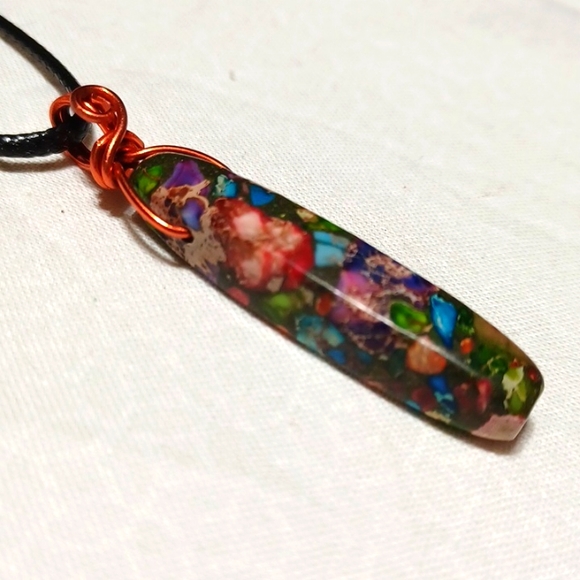 Sea sediment pendant handmade copper green purple red pink blue pink cream gem - Picture 2 of 6